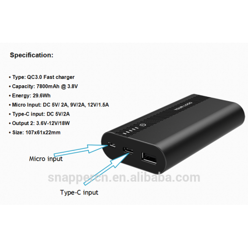Wholesale colorful powerbank QC3.0 Type-C 6000mah